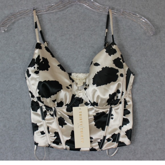 Thirty/Thirty Cow Print‎ Crop Top Corset Size XS NWT - Picture 1 of 7